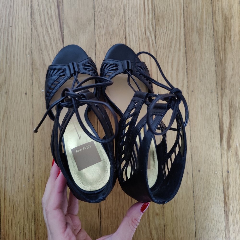 DOLCE VITA Leather Tie Heel Sandals | 7M - Picture 11 of 12